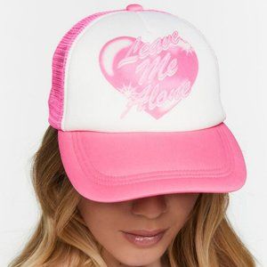 Forever 21 Leave Me Alone Graphic Trucker Hat Pink NWT